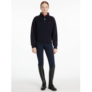 Pull LeMieux à fermeture éclair Quart Kate Young Rider Marine / cranberry Bleu marine