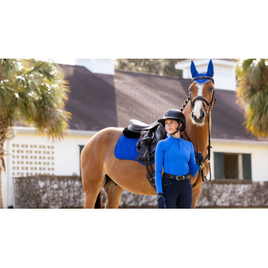 LeMieux Reflective Suede Close Contact Square Zadeldek Benetton blauw