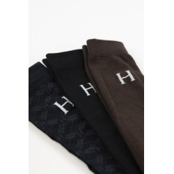 Chaussettes Harcour Aiko par 3 Cacao / noir / tartan Chaussettes Harcour Aiko par 3 Cacao / noir / tartan