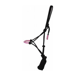 Licol éthologique confort + longe T de T Noir / rose