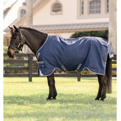 Couverture Horseware Rhino Poney Turnout 100g Noir / gris titane / bleu classique