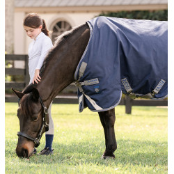Couverture Horseware Rhino Poney Turnout 0g Noir / gris titane / bleu classique Couverture Horseware Rhino Poney Turnout 0g Noir / gris titane / bleu classique