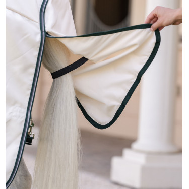 Volledige deken Horseware Rambo Hoody XL 0g Krijt / jachtgroen / zilver Wit Volledige deken Horseware Rambo Hoody XL 0g Krijt / jachtgroen / zilver Wit