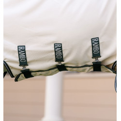 Couverture integrale Horseware Rambo hoody Poney 0g Craie / vert chasseur / argent Blanc Couverture integrale Horseware Rambo hoody Poney 0g Craie / vert chasseur / argent Blanc