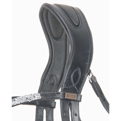 Bridon têtière anatomique Hopper T de T strass Noir / argent