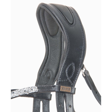 Bridon têtière anatomique Hopper T de T strass Noir / argent