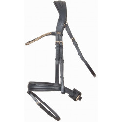 Bridon têtière anatomique Hopper T de T strass Noir / doré Bridon têtière anatomique Hopper T de T strass Noir / doré