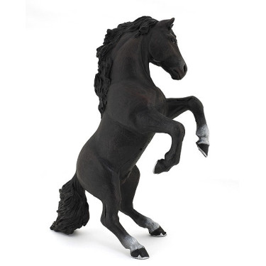 Zwarte steigende paard figurine Papo