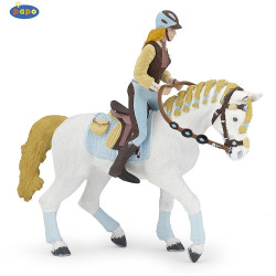 Figurine Cheval de la cavalière adulte Fashion bleue Papo