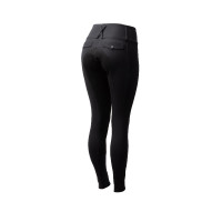 Pantalon d'équitation Horze Leonie à fond intégral femme en daim végétalien Noir