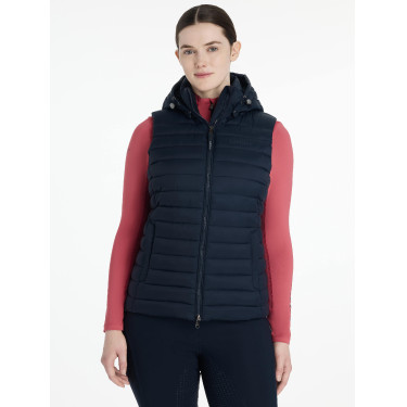 Mouwloze bodywarmer met capuchon LeMieux Tilly dames Marine Marineblauw