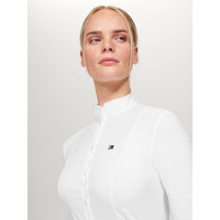 Wedstrijdpolo Tommy Hilfiger Equestrian New Jersey met lange mouwen voor dames Optisch wit