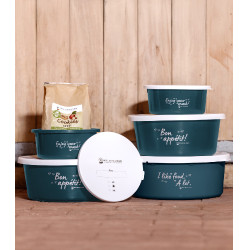 XL-voederbak met deksel Waldhausen Petrolblauw