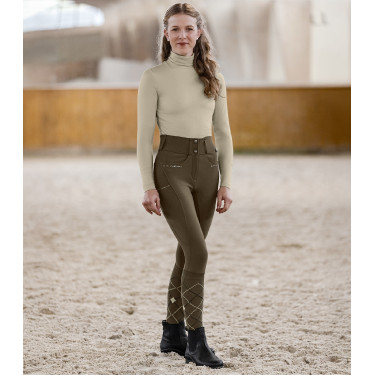 Pantalon d'équitation ELT Mathilda Glam taille haute Brun vert