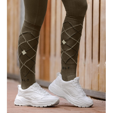 Chaussettes d'équitation ELT Argyle Brun vert Marron Chaussettes d'équitation ELT Argyle Brun vert Marron