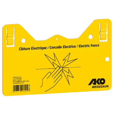 Plaque de signalisation – Attention clôture électrique ! AKO Jaune