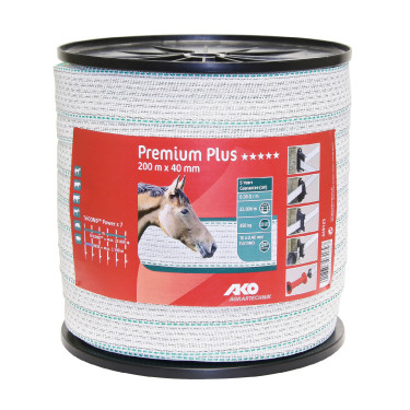Premium Plus afrasteringslint AKO Wit / groen Premium Plus afrasteringslint AKO Wit / groen