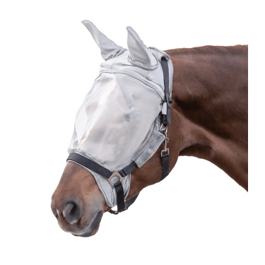 Masque anti-mouches Waldhausen pour licol Premium protection des oreilles Gris argent