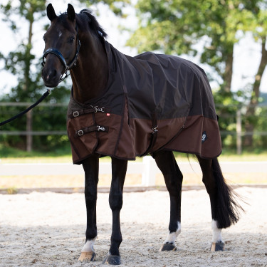 Buitendeken Imperial Riding Customized High Neck fleece Donkerbruin / lichtbruin