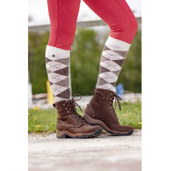 Equithème Argyle damessokken Ecru / taupe Wit Equithème Argyle damessokken Ecru / taupe Wit