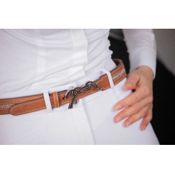 Ceinture Pénélope Signature strass Cognac Marron