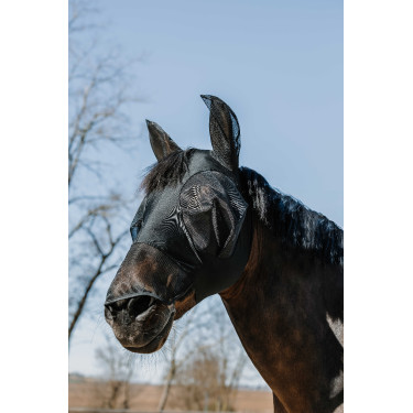 Anti-vlieg anti-UV masker Equithème Lycra met neus Zwart Anti-vlieg anti-UV masker Equithème Lycra met neus Zwart