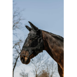 Masque anti-mouches anti-UV Equithème Soft avec nez Noir Masque anti-mouches anti-UV Equithème Soft avec nez Noir