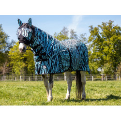 Couverture anti-mouches Zebra Aqua HKM Aqua / noir Couverture anti-mouches Zebra Aqua HKM Aqua / noir