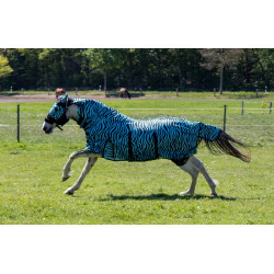 Couverture anti-mouches Zebra Aqua HKM Aqua / noir Couverture anti-mouches Zebra Aqua HKM Aqua / noir