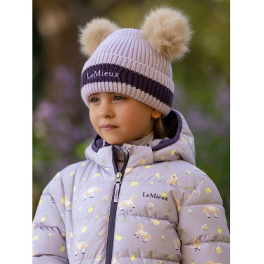 Bonnet LeMieux Mini Dubbele Pompon Lila Violet Bonnet LeMieux Mini Dubbele Pompon Lila Violet