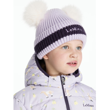 Bonnet LeMieux Mini Dubbele Pompon Lila Violet Bonnet LeMieux Mini Dubbele Pompon Lila Violet
