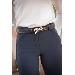 Pénélope Signature riem geperforeerd leer Zwart Pénélope Signature riem geperforeerd leer Zwart