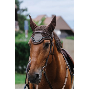 Bonnet chasse mouche Equithème Domino Cuivre Marron