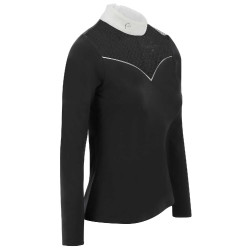 Polo Equithème Valencia manches longues Noir