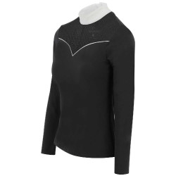 Polo Equithème Valencia manches longues Noir