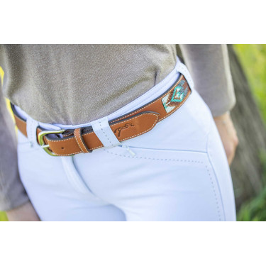 Ceinture Pénélope Pearl Cognac / turquoise Marron
