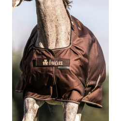Couverture Bucas Irish Turnout 300g avec couvre cou Espresso Marron Couverture Bucas Irish Turnout 300g avec couvre cou Espresso Marron
