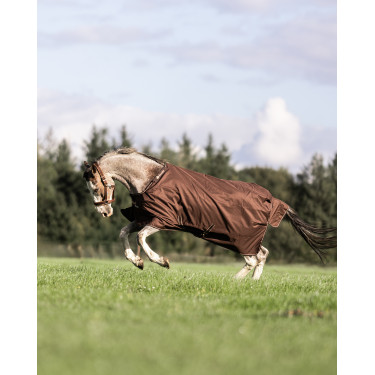 Couverture Bucas Irish Turnout 300g avec couvre cou Espresso Marron Couverture Bucas Irish Turnout 300g avec couvre cou Espresso Marron