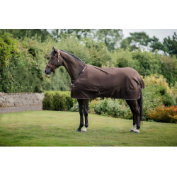 Couverture Bucas Irish Turnout 300g avec couvre cou Espresso Marron Couverture Bucas Irish Turnout 300g avec couvre cou Espresso Marron