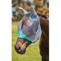 Masque anti-mouches Weatherbeeta ComFiTec Deluxe Fine Mesh avec oreilles Gris / turquoise