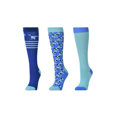 Chaussettes Dublin enfant par 3 Menthe clair geo poney Chaussettes Dublin enfant par 3 Menthe clair geo poney
