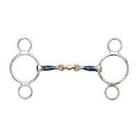 Mors cheval 2 anneaux cuivre bleu Shires - Matériel d'équitation