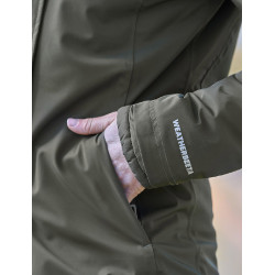 Lange waterdichte WeatherBeeta damesjas Middernachtgroen