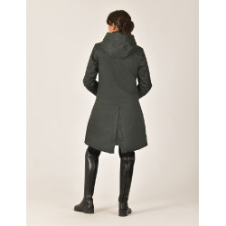 Lange waterdichte WeatherBeeta damesjas Middernachtgroen