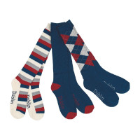 Sokken Dublin per 3 Marine / rood / wit Blauw