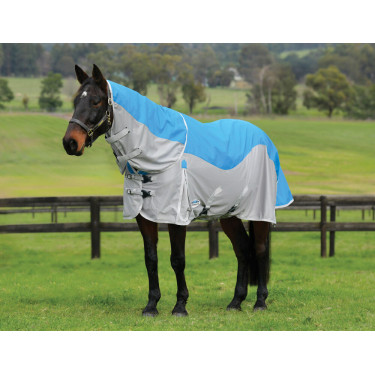 Weatherbeeta ComFiTec Dual Shield waterdichte en vliegenwerende deken met afneembare hals Blauw / grijs Weatherbeeta ComFiTec Dual Shield waterdichte en vliegenwerende deken met afneembare hals Blauw / grijs