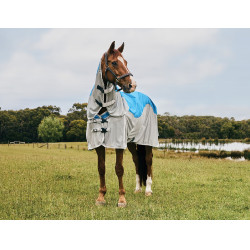 Couverture anti-mouches et imperméable Weatherbeeta ComFiTec Dual Shield cou détachable Bleu / gris Couverture anti-mouches et imperméable Weatherbeeta ComFiTec Dual Shield cou détachable Bleu / gris