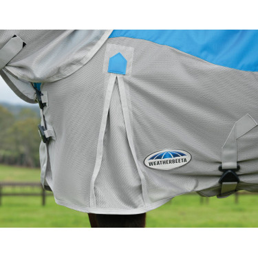 Weatherbeeta ComFiTec Dual Shield waterdichte en vliegenwerende deken met afneembare hals Blauw / grijs Weatherbeeta ComFiTec Dual Shield waterdichte en vliegenwerende deken met afneembare hals Blauw / grijs