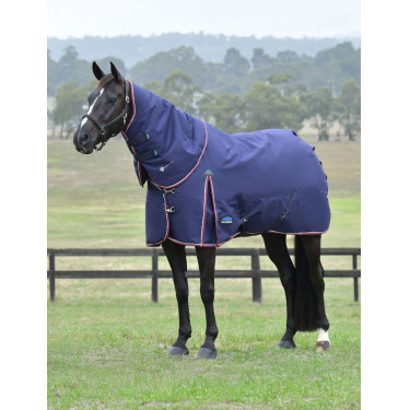 Couverture Weatherbeeta ComFiTec Essential Turnout 220g couvre cou détachable Marine / bourgogne Couverture Weatherbeeta ComFiTec Essential Turnout 220g couvre cou détachable Marine / bourgogne