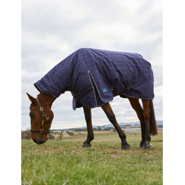 Couverture Weatherbeeta ComFiTec Prelim Turnout Combo 220g Plaid en relief bleu marine